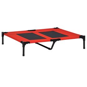 Elevated Cooling Summer Dog Cot Pet Bed With Mesh Ventilation - Red