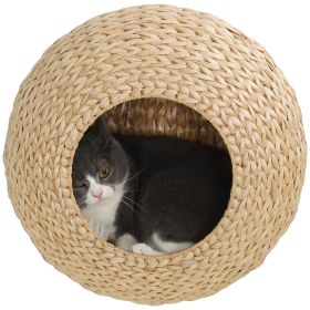 Wall Mounted Cat Condo with Washable Cushion, Natural Wood