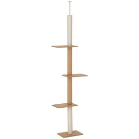 Floor-to-Ceiling Cat Tree Cat Climbing Tower with Sisal-Covered Scratching Posts Natural Cat Tree Activity Center for Kittens Cat Tower Furniture, Li