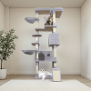 84.6 in Light Gray Cat Tree Tower with Wide Base, 3 Large Hinding Condo, 11 Sisal Scratching Post, Sisal Scratching Ladder, 2 Hammocks