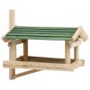Bird Feeder Green and Natural Wood Solid Fir Wood Small
