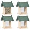 Bird Feeder Green, Natural Wood Firwood, PVC Medium Portable