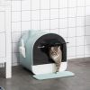 Cat Litter Box with Lid, Covered Litter Box for Indoor Cats with Tray, Scoop, Mat, Filter, 17" x 17" x 18.5" , Green