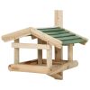 Bird Feeder Green and Natural Wood Solid Fir Wood Small