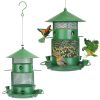 Wild Bird Feeder Squirrel-Proof Chew-Proof Metal Bird Seed Feeder Outdoor Hanging Bird Feeder With 360° Circular Perches Water Cups For Yard Garden Pa