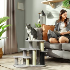1 Cat Tree Tower 3-Step Pet Stairs with Scratching Posts (Option: Light Gray-600x145x400 mm)