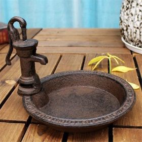 1pcs Rustic Style Cast Iron Vintage Water Pump Round Bird Feeder Outdoor Garden Balcony Decorative Water Feeder And Family Table Storage Tray Val (Option: Brown)