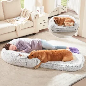 Human Dog Bed 71 X 43 X12 Dog Beds For Large Dogs Foldable Plush Washable Dog Bed For People Doze Off, Orthopedic Dog Beds For Humans Size Fits You An (Option: Gray)