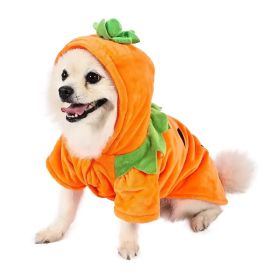 Dog Hoodie Cute Funny Halloween Style Pumpkin Cosplay Costume Warm Puppy Fleece Clothes (Option: S)