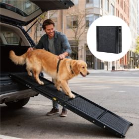 Dog Ramp For Car 71 Long  19.5 Wide Portable Dog Ramps For Large Dogs With Non-Slip Rug Surface Dog Car Ramp For SUV Car  Truck, Folding Dog Ramp (Color: Black)