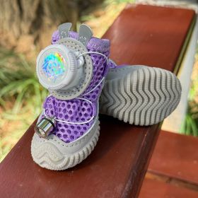 2026 New Glowing Dog Shoes 4PCS LED Light-Up Anti-Slip Paw Protector For Small Medium Dogs Night Safety Visibility Outdoor Shoes (Option: Purple-S  1.38W  1.77L)