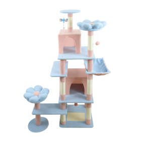 71 Inch Flower Cat Tree With Large Condo Removable Flower Cushion And Hammock Blue (Option: Cat climbing frame)