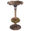 Green Standing Pedestal Birdbath and Feeder Combo with Solar Powered Lamp