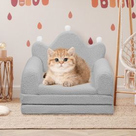 Tiara-Shaped Convertible Dog Bed And Sofa - 22.8"×18.8"×15.7" - 2-in-1 Luxurious Pet Bed With Plush Cushion And Machine-Washable Cover (Color: lightgrey)
