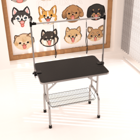 36" Professional Dog Pet Grooming Table Adjustable Heavy Duty Portable w/Arm & Noose & Mesh Tray (Color: as Pic)