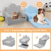 Tiara-Shaped Convertible Dog Bed And Sofa - 22.8"×18.8"×15.7" - 2-in-1 Luxurious Pet Bed With Plush Cushion And Machine-Washable Cover