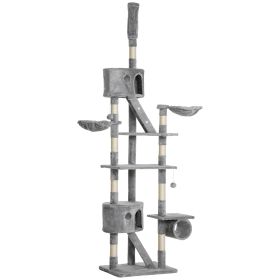 Floor Standing Cat Tree 94.5-10.25 Inch Height Adjustable Cat Climbing Tower, Apartment Hammock (Option: Grey)